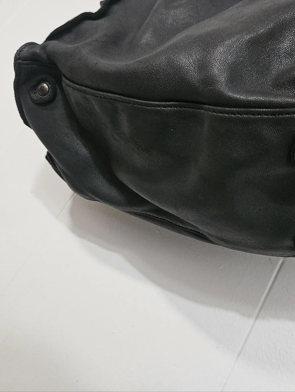 Olivia Harris slouchy black leather hobo bag